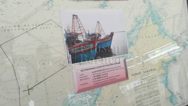  Lokasi dua bot nelayan asing dari Vietnam ditahan.