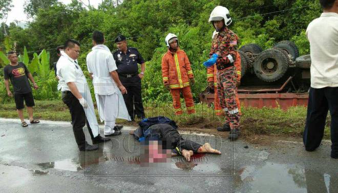 Kaki mangsa yang putus dalam kemalangan itu.