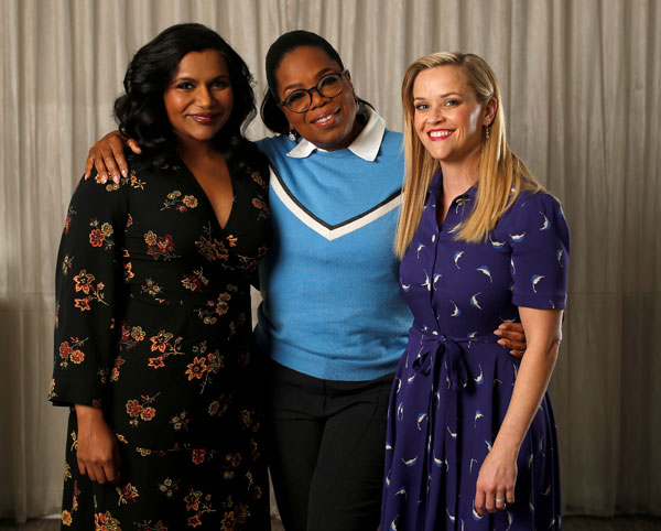  (Dari kiri) Mindy Kaling, Oprah Winfrey dan Reese Witherspoon.