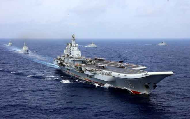  Gambar menunjukkan Liaoning menyertai latihan oleh Tentera Laut China baru-baru ini. — Gambar Reuters