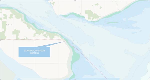 PERKONGSIAN peta daripada APMM Tawau yang disyaki lokasi berlakunya insiden perlanggaran dua bot laju.