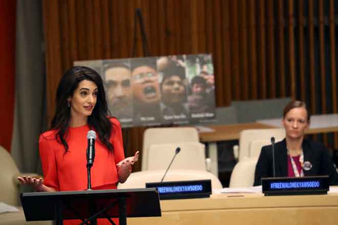  Undermining Justice and Democracy’ semasa sesi ke-73 Pertubuhan Bangsa-Bangsa Bersatu di ibu pejabat UN di New York, AS kelmarin. — Gambar Reuters