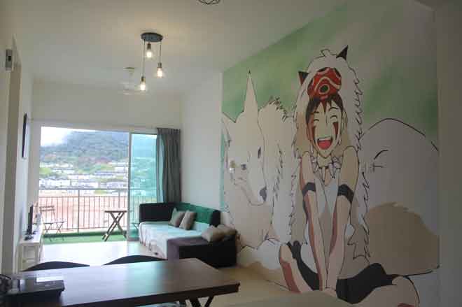  Salah satu pangsapuri Lee Meng Fun yang terletak di Brinchang, Cameron Highlands dengan tema anime Jepun yang mesra keluarga. — Gambar Bernama