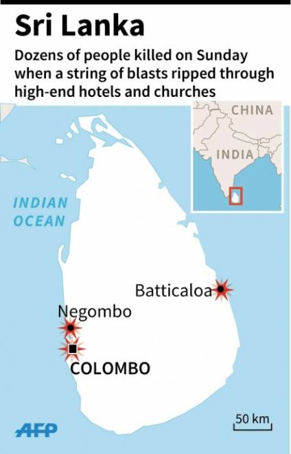 Serangan bom melanda Colombo, Negombo dan Batticoloa - Gambar AFP