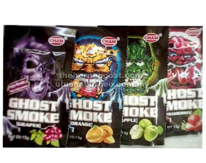  Produk ‘Ghost Smoke’ yang terdapat di Semenanjung Malaysia.