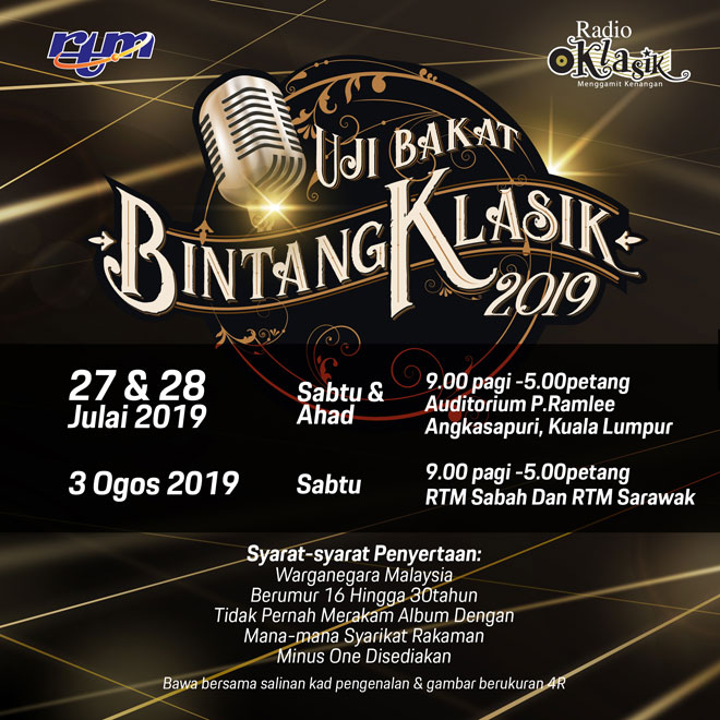  Poster uji bakat terbuka Bintang Klasik 2019.