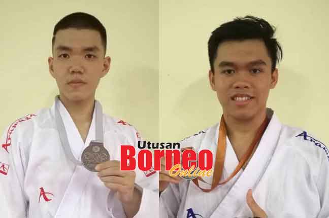  Chang (kiri) dan Michel memperagakan pingat dimenangi mereka pada kejohanan karate dunia di Iran.