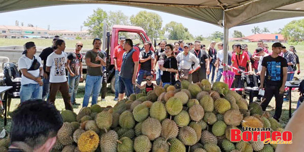  Tumpukan buah durian yang disediakan kepada hadirin dalam acara Pesta Makan Durian sempena karnival itu.