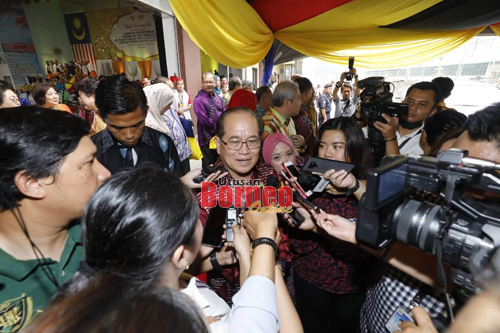 Uggah bercakap kepada pemberita ketika ditemui di Serian hari ini. - Gambar oleh Chimon Upon