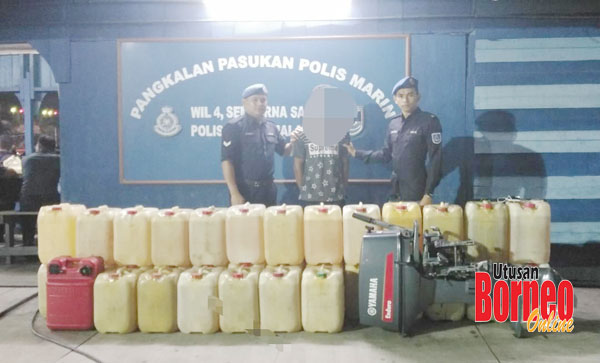  PPM Semporna menangkap seorang suspek penyeludup petrol di kawasan pondohan Pulau Bohey Dulang.