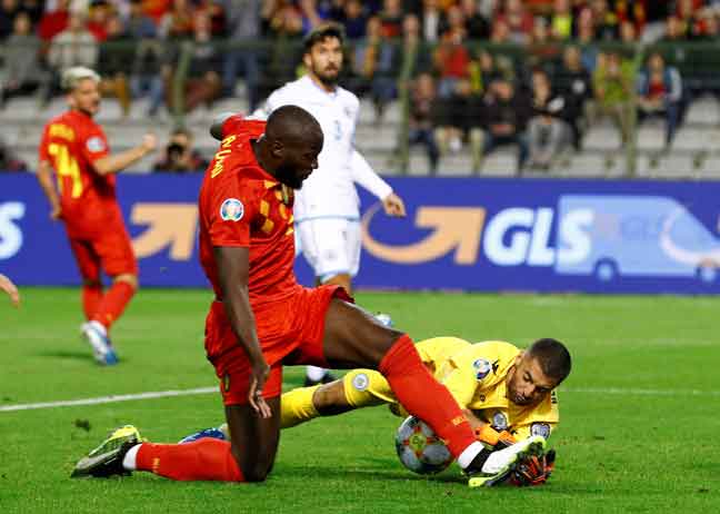  Antara babak-babak aksi perlawanan Kelayakan Euro 2020 Kumpulan I di antara Belgium dan San Marino di Brussels, Belgium. — Gambar Reuters