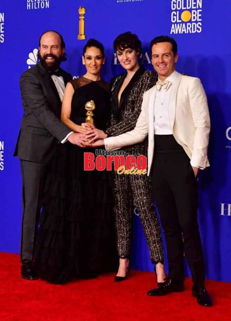  (Dari kiri) Ketua Eksekutif BAFTA Amanda Berry bersama dua pelakon Inggeris Ella Balinska dan Asa Butterfield sebelum pengumuman senarai calon BAFTA di London pada 7 Januari lepas. Filem ‘Joker’, yang dibintangi pemenang anugerah Golden Globe, Joaquin Phoenix, memperolehi 11 pencalonan bagi anugerah filem utama di Britain. — Gambar AFP