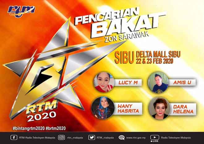 Orang ramai yang mempunyai bakat dipelawa untuk menyertai pencarian Bintang RTM 2020 pada esok dan lusa di Delta Mall Sibu.