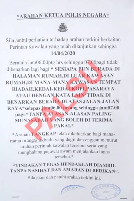  Notis PKP palsu yang tular di media sosial.