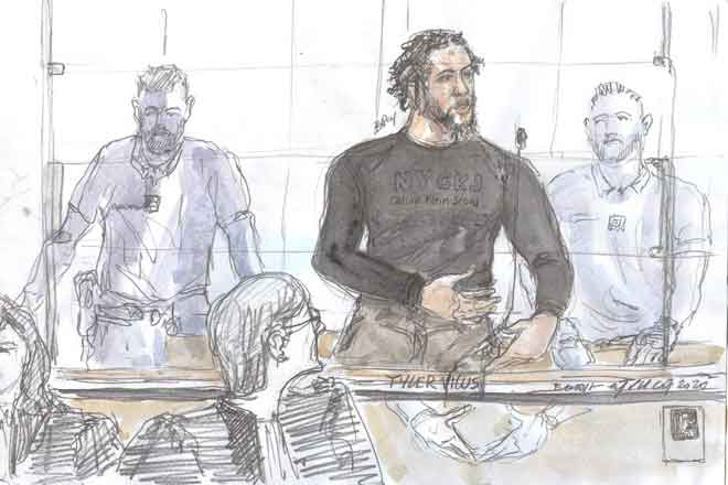  Gambar ilustrasi bertarikh 25 Jun lepas menunjukkan Tyler Vilus semasa perbicaraannya di mahkamah di Paris, Perancis. — Gambar AFP