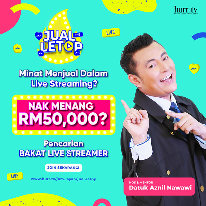  Aznil tampil dengan program realiti terbaharu hurr.tv, Jual Letop sebagai hos dan mentor.