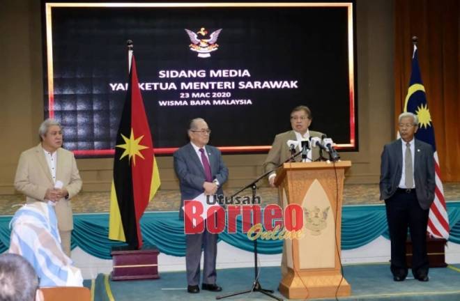 Gambar fail menunjukkan Ketua Menteri Datuk Patinggi Abang Johari Tun Openg pada majlis pengumuman BKSS.