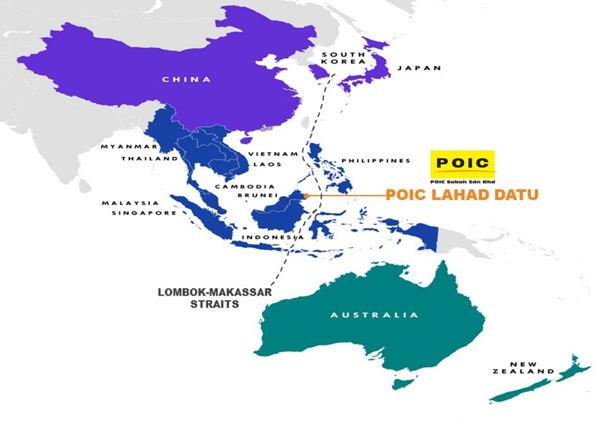  Peta menunjukkan kedudukan strategik Sabah yang berada di pertengahan negara-negara dalam perjanjian RCEP.