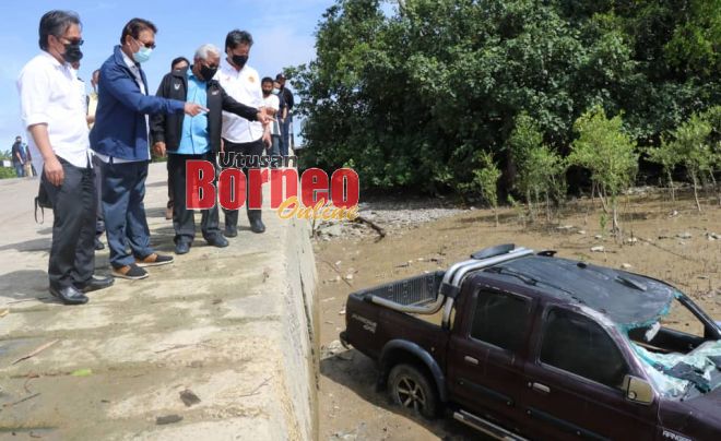 Masing ditemani Julaihi meninjau lokasi tragedi Triso.