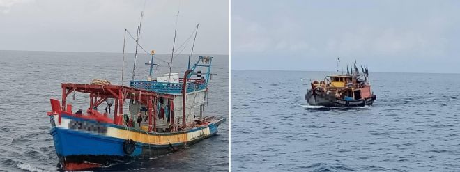 Bot nelayan Vietnam dan tempatan yang ditahan oleh APMM atas pelbagai kesalahan.