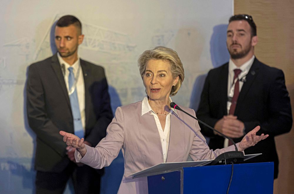 Von der Leyen berucap semasa mesyuarat menteri-menteri EMGF di Kaherah menjelang pemeteraian perjanjian gas asli tiga hala antara Mesir, rejim Israel dan EU. - Gambar AFP