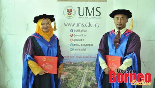  Suhairullah dan Fadzilah selepas menerima ijazah PhD, semalam. 