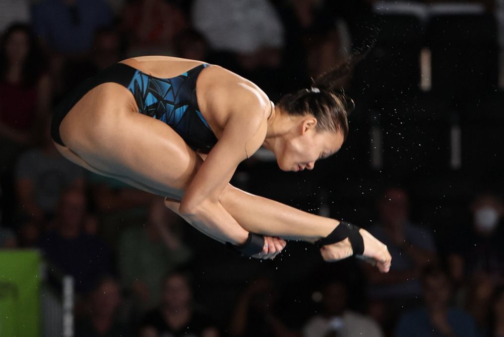 Aksi Pandelela dalam acara akhir 10 meter platform wanita sempena Sukan Komanwel Birmingham 2022 di Pusat Akuatik Sandwell pada Khamis - Gambar BERNAMA