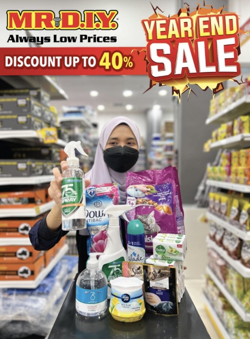 Rakyat Malaysia kini boleh menikmati sehingga 40 peratus dan tawaran ‘Beli Satu, Percuma Satu’ untuk produk-produk tertentu di MR D.I.Y. sempena ‘Jualan Akhir Tahun’ peruncit tersebut.