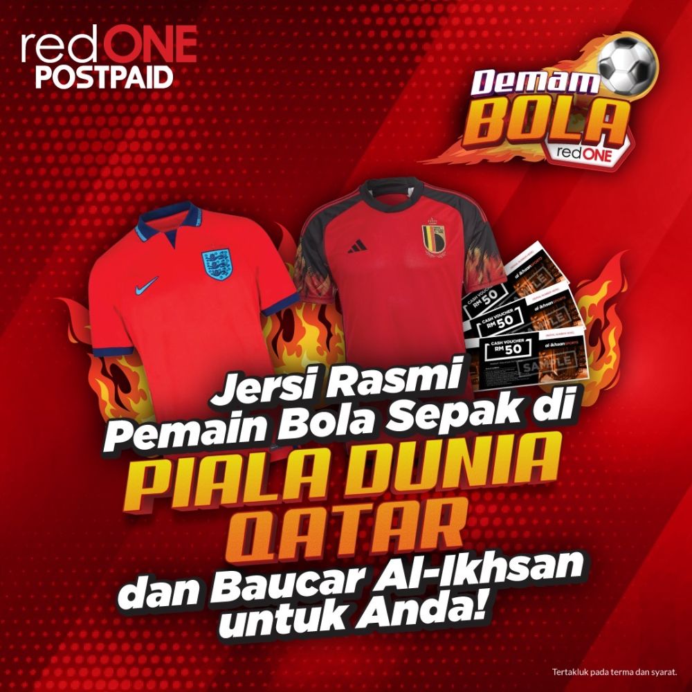 redONE sedang meraikan pertandingan bola sepak paling berprestij dan dinanti-nantikan di dunia bersama pelanggannya dengan membawa pulang demam bola sepak dalam kempen Demam Bola redONE mulai sekarang hingga 31 Disember 2022.