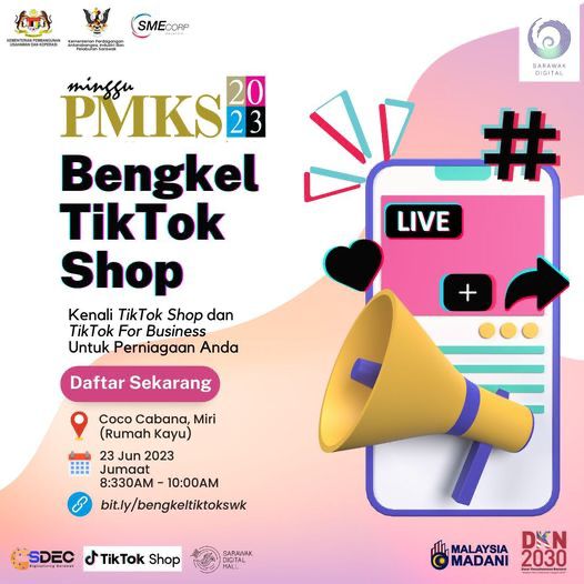 Poster acara Bengkel TikTok Shop pada 23 Jun ini. 