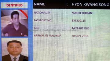 DIBURU POLIS: Hyon Kwang Song, 44, yang merupakan pegawai Kedutaan Korea Utara di Malaysia             diburu polis bagi membantu siasatan kes pembunuhan abang pemimpin Korea Utara Kim Jong Nam pada Isnin lepas. — Gambar Bernama