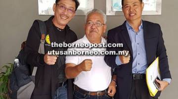 BERSEMANGAT: Rahman (tengah) bersama Presiden Persekutuan Wushu Sarawak Allen Wong (kiri) dan Pengerusi Teknikal Taekwondo Sarawak, Tan Check Joon pada mesyuarat Majlis Olimpik Malaysia di Kuala Lumpur semalam.