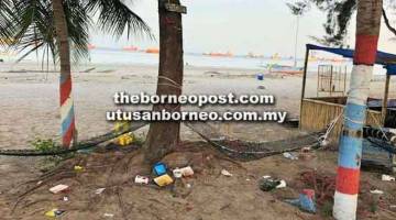 TIADA KESEDARAN: Pantai dikotori sampah yang dibuang merata-rata.