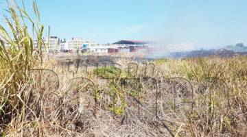 KAWASAN lapang ditumbuhi lalang yang terbakar.