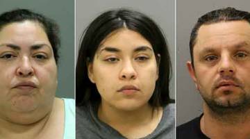 SUSPEK: Gabungan gambar serahan Jabatan Polis Chicago kelmarin menunjukkan (dari kiri) Figueroa, Desiree dan Bobak yang didakwa terlibat dalam pembunuhan seorang remaja hamil. — Gambar AFP