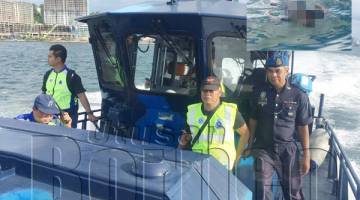 ANGGOTA PPM semasa bertindak ke lokasi penemuan mayat di kawasan laut pelabuhan. Gambar sisipan merupakan mayat  lelaki lengkap berpakaian ditemukan kira-kira jam 3 petang Selasa.