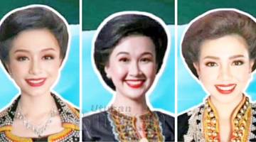 PEMENANG: Pemenang Unduk Ngadau Kaamatan UPKO Online; Gillian (tengah), Marschella (kiri) dan Debbie (kanan).