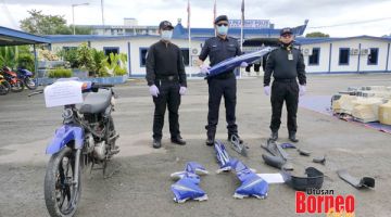 CURI: Motosikal yang dicuri suspek remaja berjaya dikesan polis.