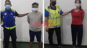 TAHAN: Suspek yang sering mengamuk didapati positif dadah sebelum berjaya ditahan polis di Kampung Telutu Bundu Kuala Penyu di sini.