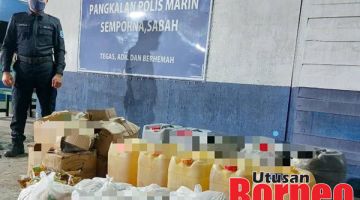 RAMPASAN: Semua barang kawalan yang dirampas dibawa ke Pangkalan PPM Semporna untuk tindakan lanjut.