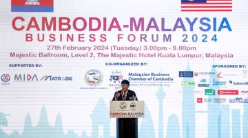  Soh menyampaikan ucapan pada Forum Perniagaan Kemboja-Malaysia 2024 hari ini. - Gambar BERNAMA