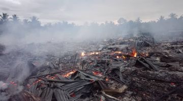 TERBAKAR: Keadaan lokasi kejadian selepas kebakaran.