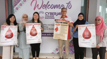 Kempen derma darah pada 20 April di Cyberjaya College Kuching.