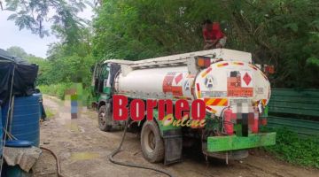 SELEWENG: Lori tanker yang digunakan untuk aktiviti menyeleweng minyak diesel bersubsidi.
