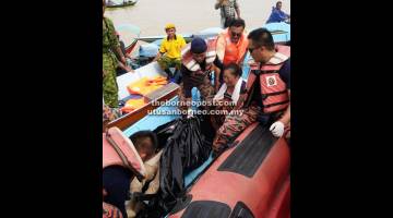 DIJUMPAI: Mayat mangsa dituntut oleh ahli keluarganya dan dibawa pulang ke rumah di Kampung Bungan Besar, Igan.