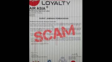 PALSU: AirAsia tidak akan bertanggungjawab terhadap sebarang tuntutan yang timbul daripada skim palsu Bonus AirAsia Big Loyalty melalui e-mel.