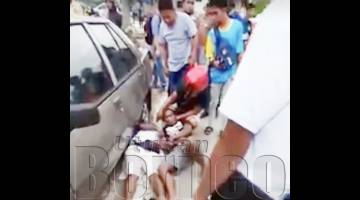 MANGSA selepas dipukul sekumpulan warga asing berhampiran kedai runcit di Kampung Petagas.