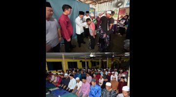 PRIHATIN: Presiden Parti WARISAN Datuk Seri Panglima Mohd Shafie Apdal (tiga kiri) semasa berbuka puasa di Pulau Gaya dan mengagihkan sumbangan kepada golongan asnaf dan fakir miskin, turut sama Naib Presiden Datuk Junz Wong (dua kiri) dan Ketua Bahagian Putatan Datuk Uda Sulai (empat kiri) serta Ketua Wira Terrence Au (kiri). (Gambar bawah) Presiden Parti WARISAN Datuk Seri Shafie Apdal bersama Rakyat menunai Solat.