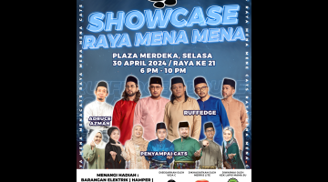 Poster menunjukkan Ruffedge akan membuat kemunculan pada Showcase Raya CATS bersama barisan penyampai CATS FM di Plaza Merdeka, 30 April ini.