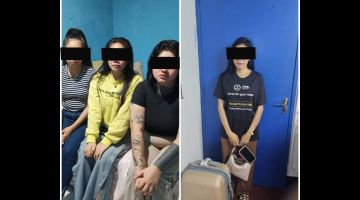 SELAMAT: Empat wanita yang diselamatkan selepas menjadi mangsa pemerdagangan orang di Labuan.